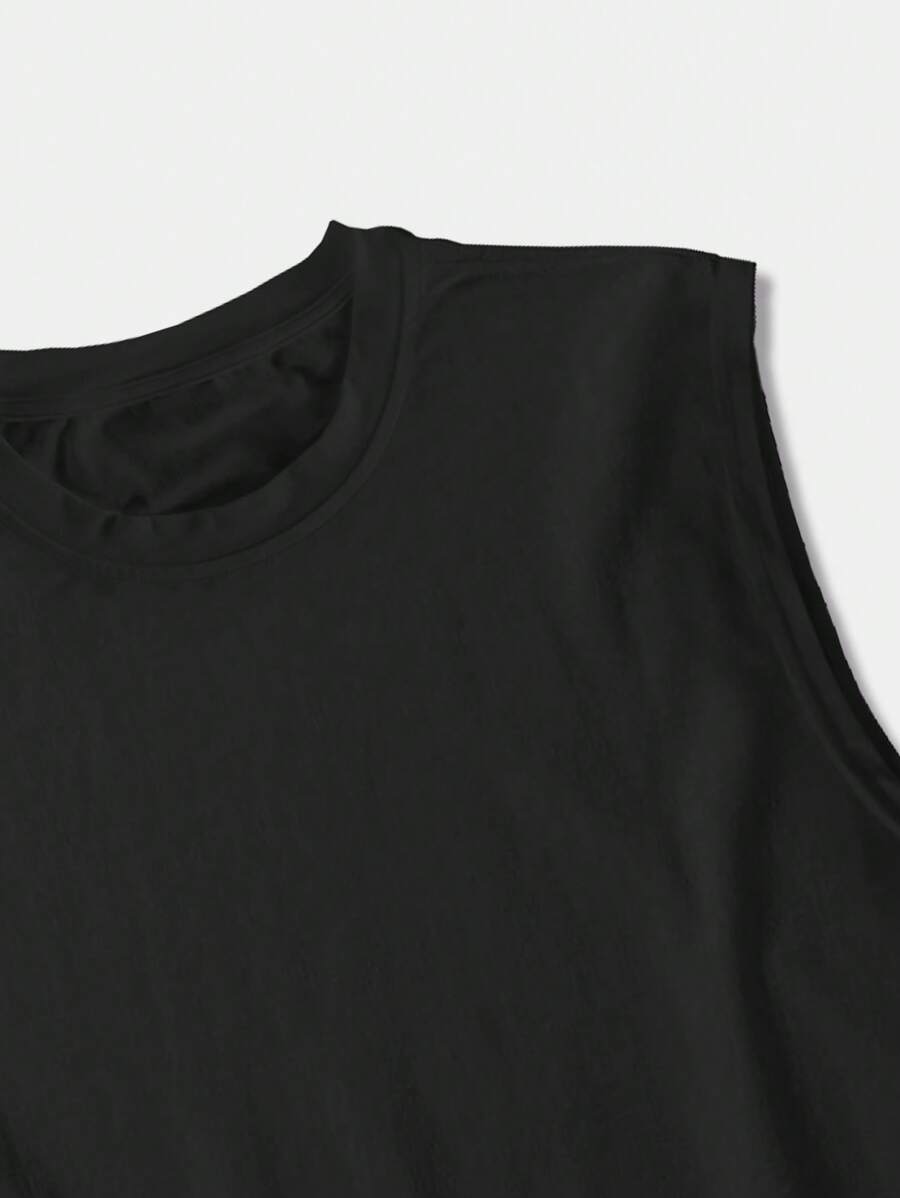 Chemise sans manches à col rond de couleur unie pour homme