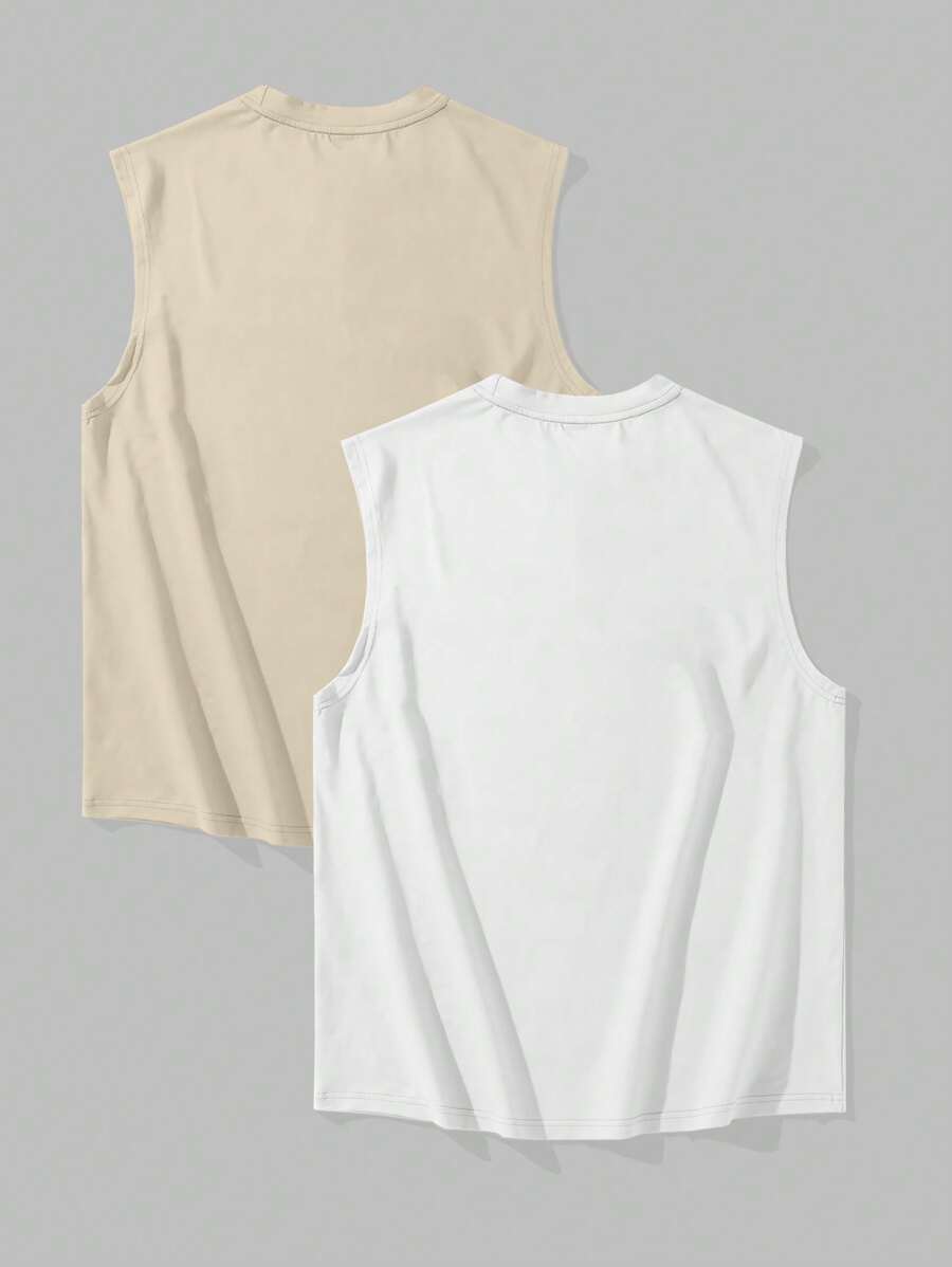 Chemise sans manches à col rond de couleur unie pour homme