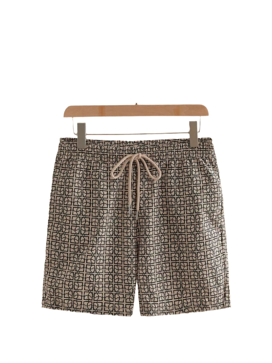 Shorts courts imprimés avec taille à cordon pour hommes décontractés