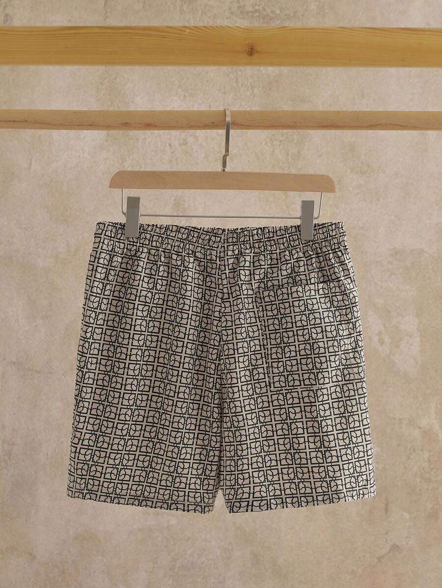 Shorts courts imprimés avec taille à cordon pour hommes décontractés