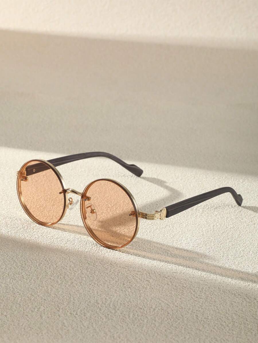 Lunettes de soleil rondes noires en métal pour homme – Accessoire de mode punk vintage