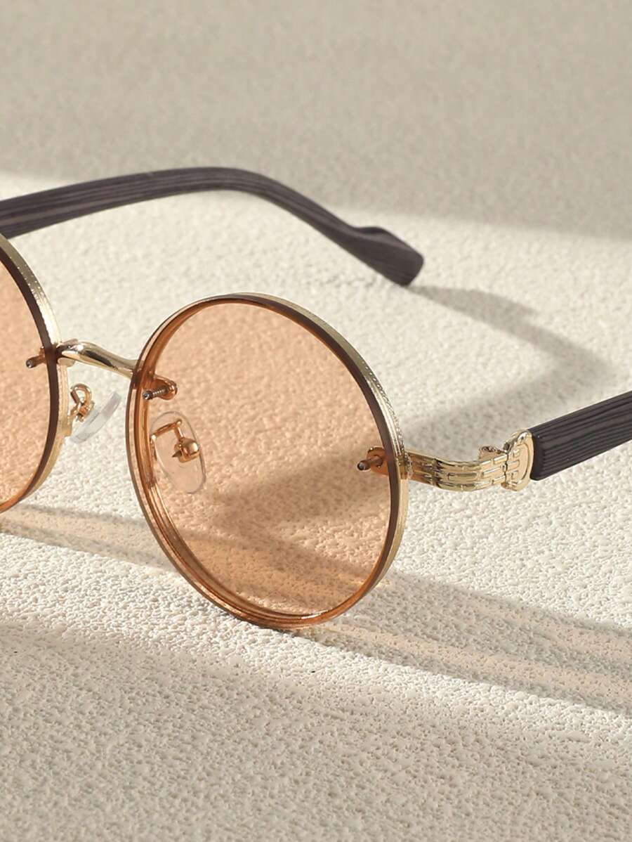 Lunettes de soleil rondes noires en métal pour homme – Accessoire de mode punk vintage