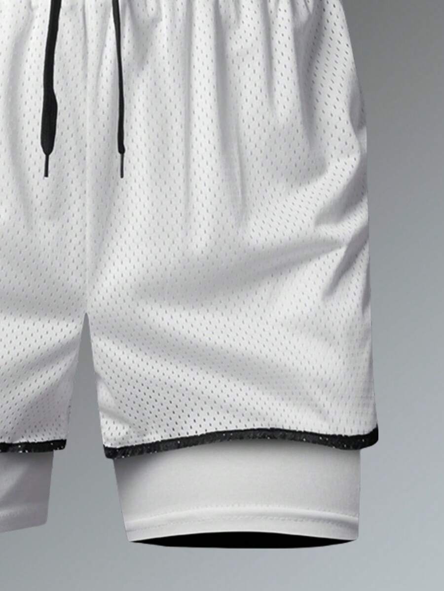 Shorts de sport doublés séchage rapide avec taille élastique imprimé