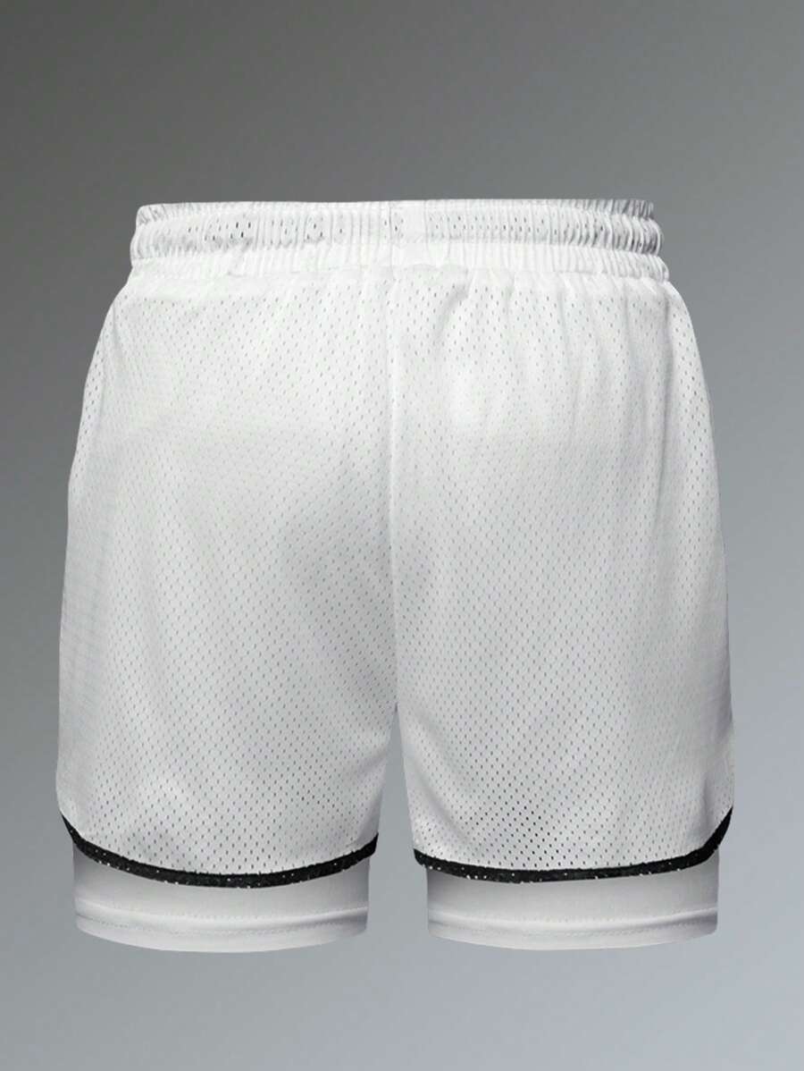 Shorts de sport doublés séchage rapide avec taille élastique imprimé