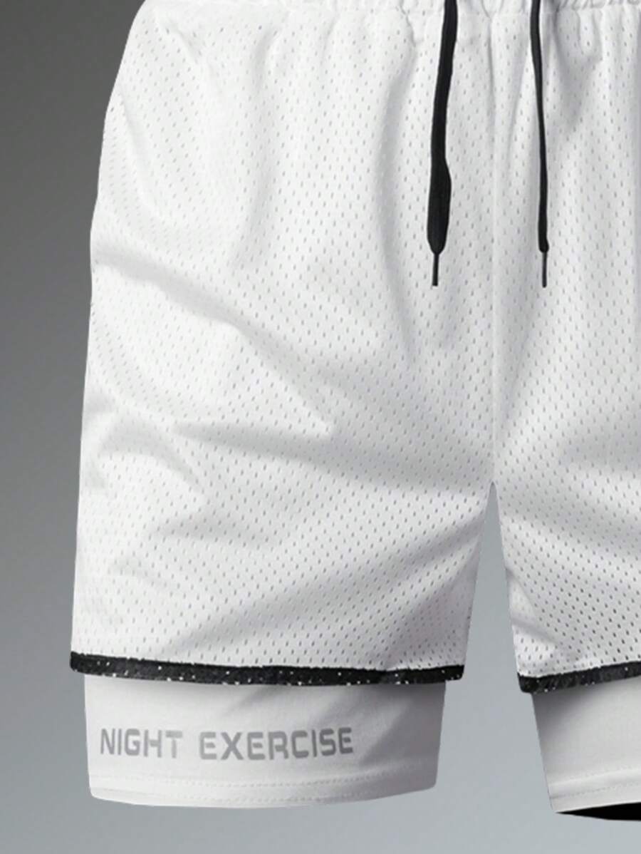 Shorts de sport doublés séchage rapide avec taille élastique imprimé