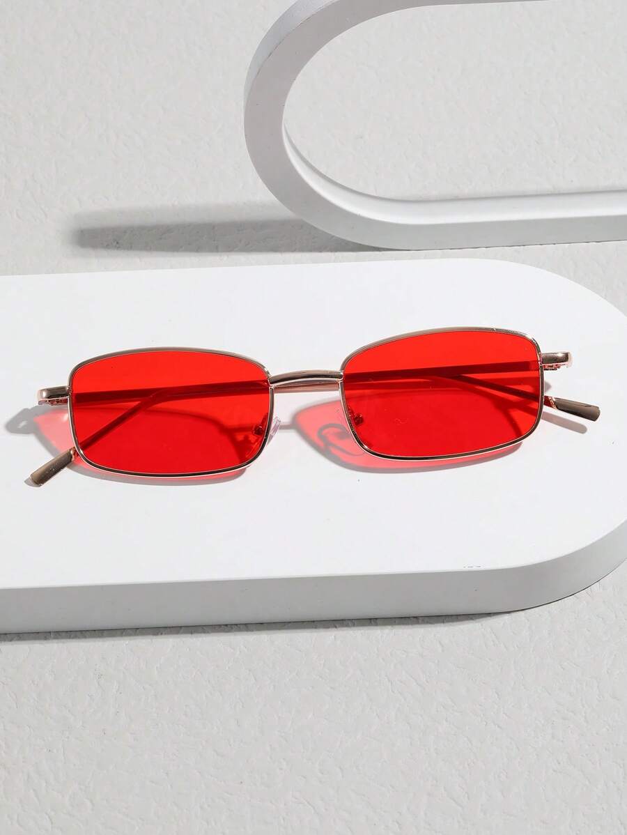 Lunettes de soleil carrées étroites de style rétro pour hommes