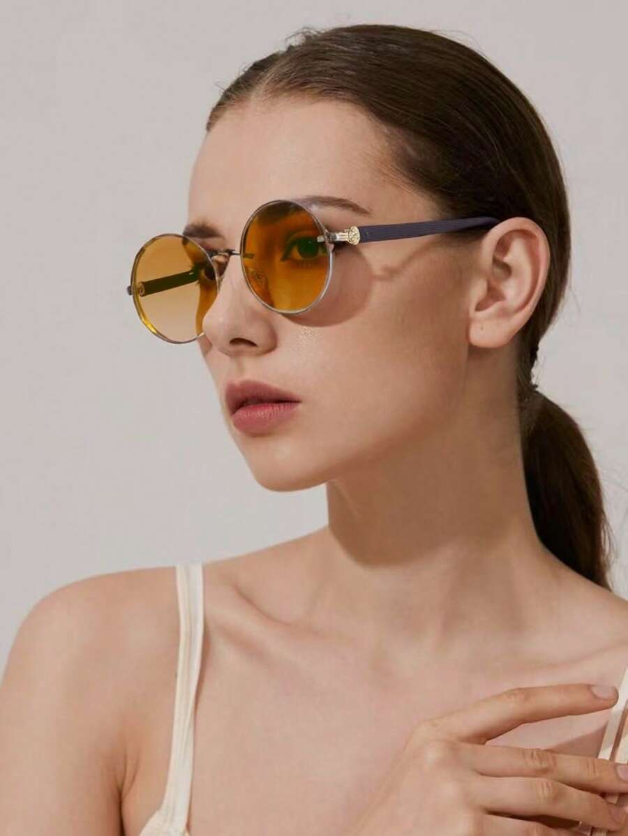 Lunettes de soleil rondes noires en métal pour homme – Accessoire de mode punk vintage