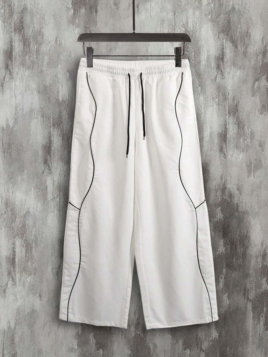 Pantalon de survêtement décontracté à bordure contrastée pour homme