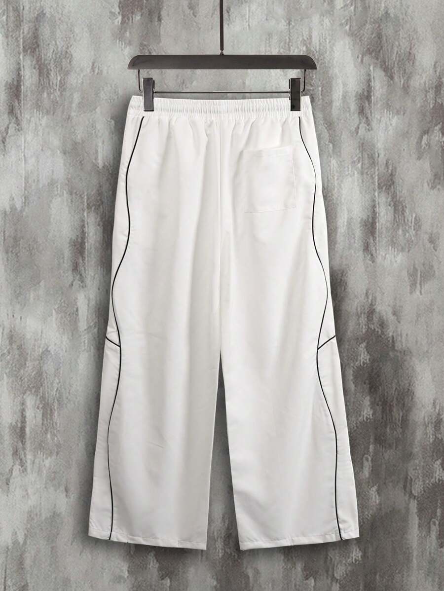 Pantalon de survêtement décontracté à bordure contrastée pour homme