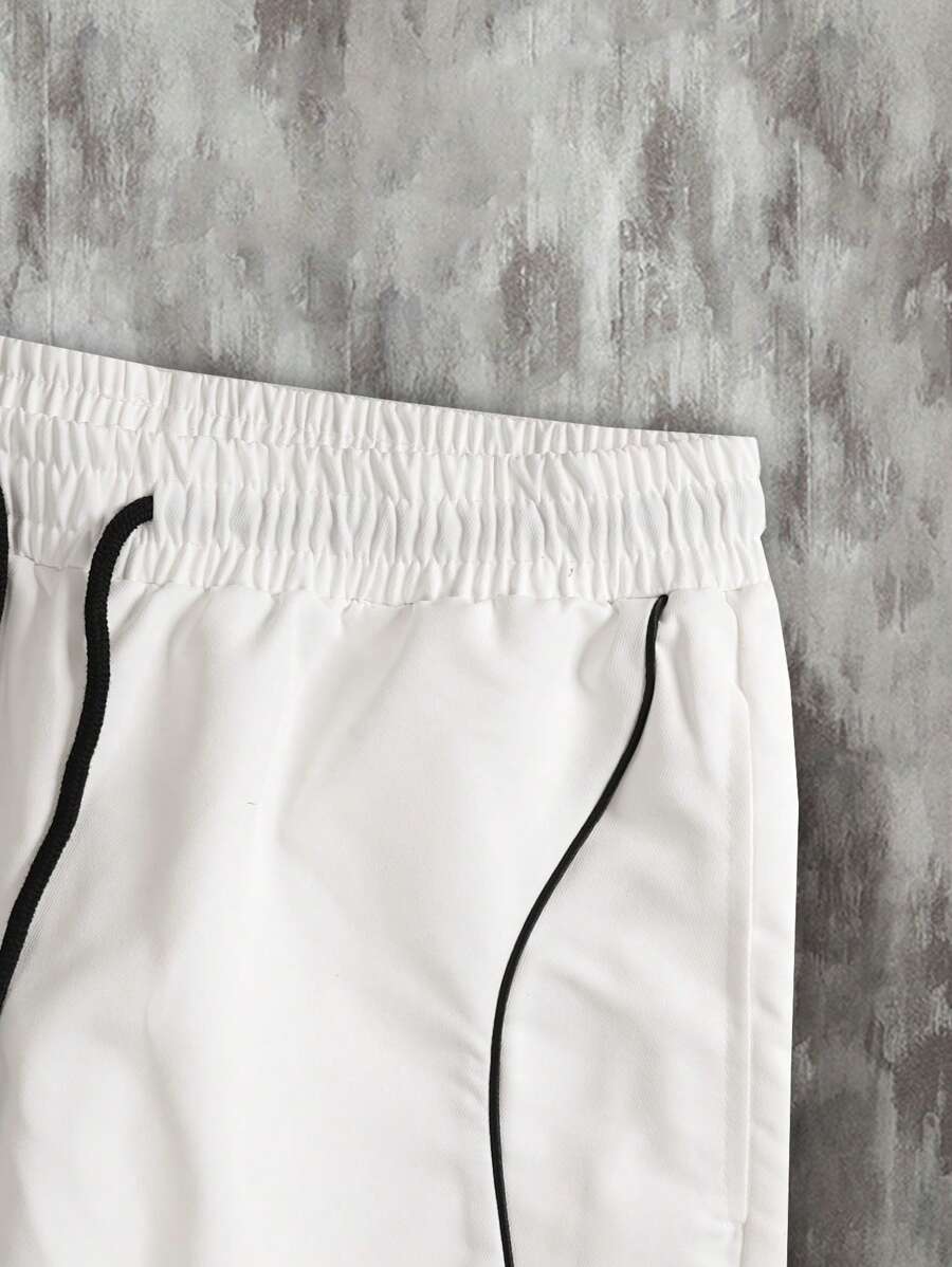 Pantalon de survêtement décontracté à bordure contrastée pour homme