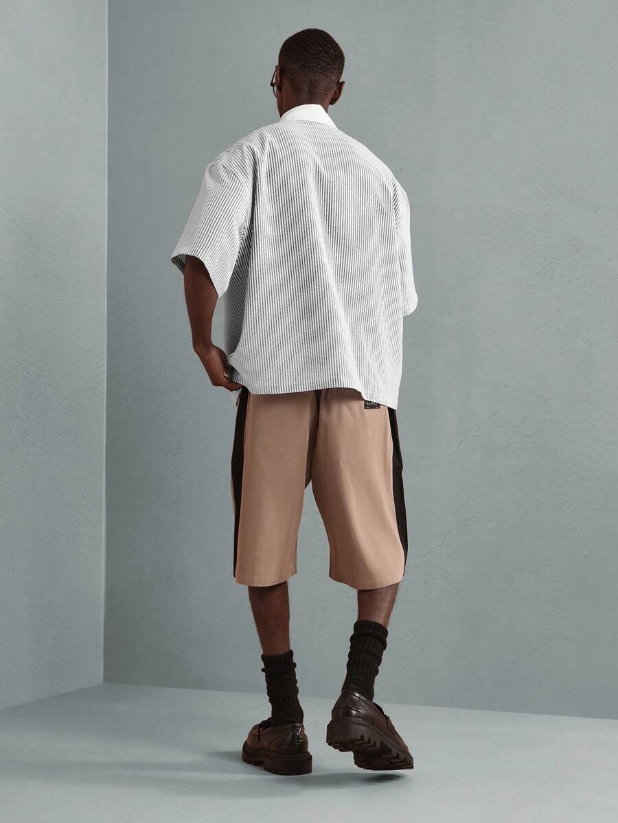 Chemises surdimensionnées polo rayée décontractée et oversize, zip à mi-hauteur