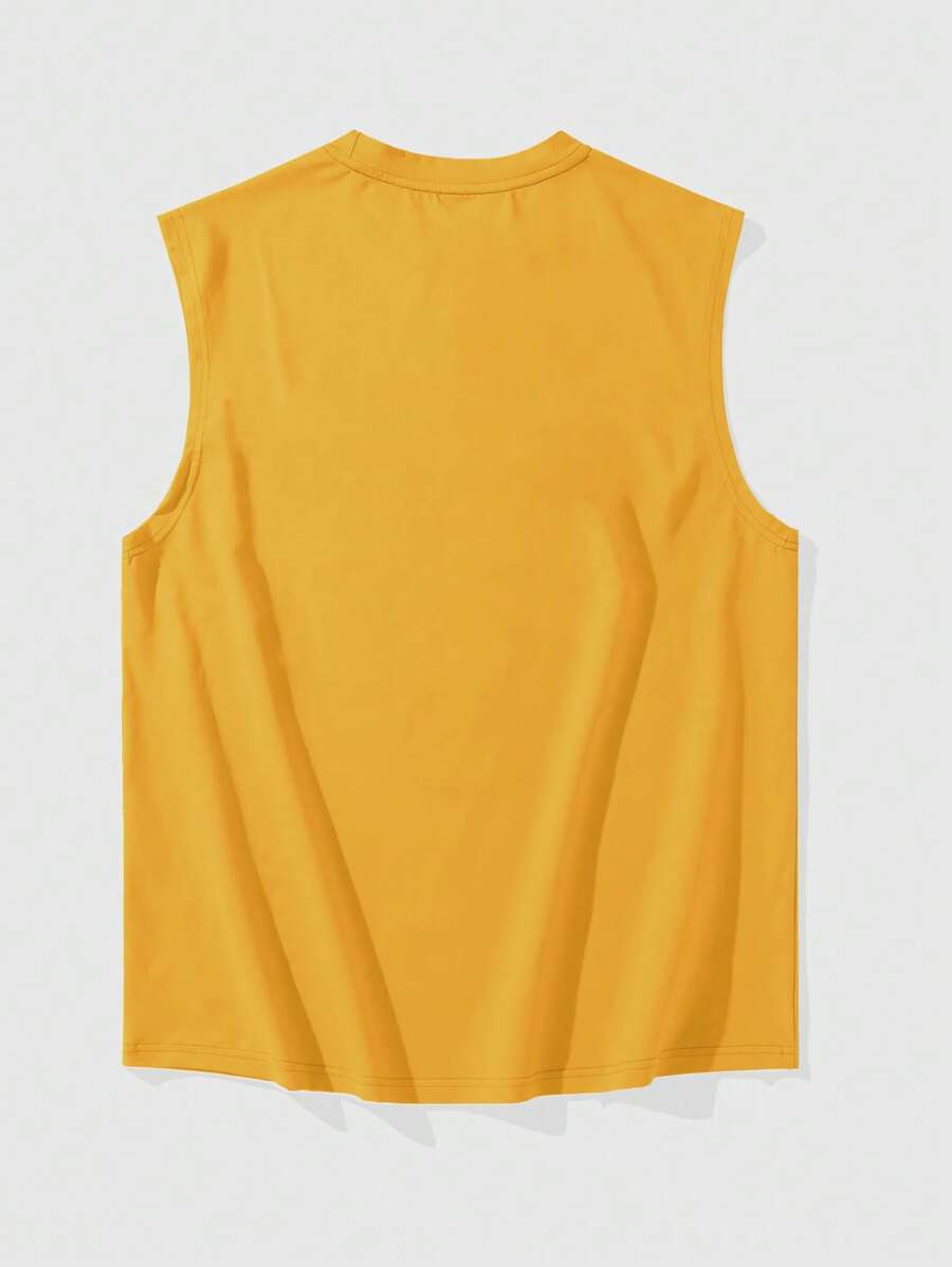 Chemise sans manches à col rond de couleur unie pour homme
