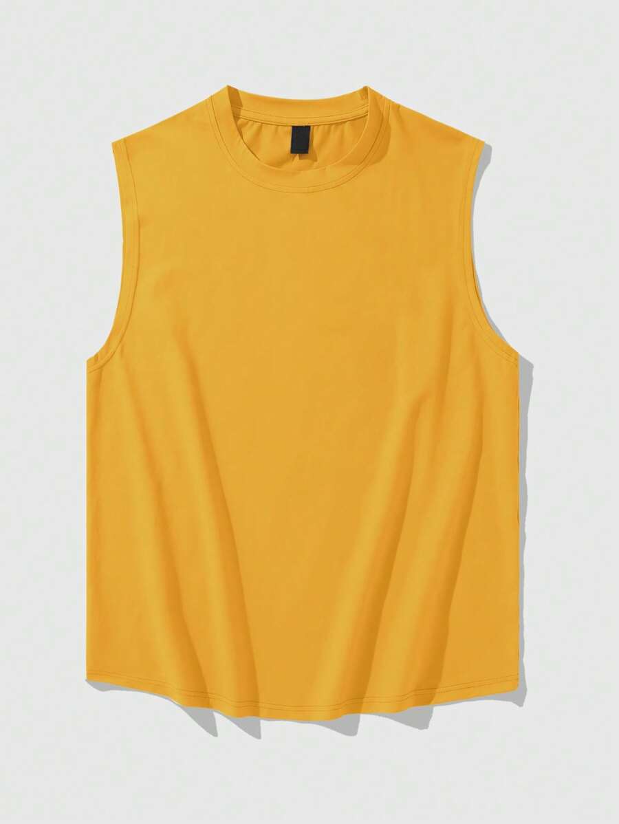 Chemise sans manches à col rond de couleur unie pour homme