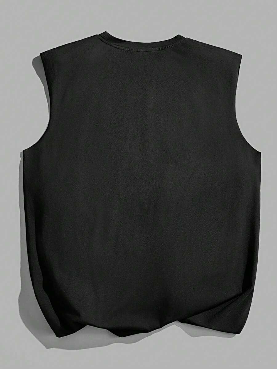 Chemise décontractée sans manches imprimée avec lettre graphique