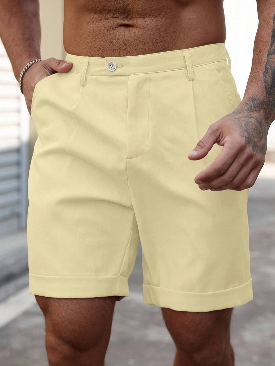 Bermuda coupe droite avec braguette boutonnée – Vêtements décontractés pour homme