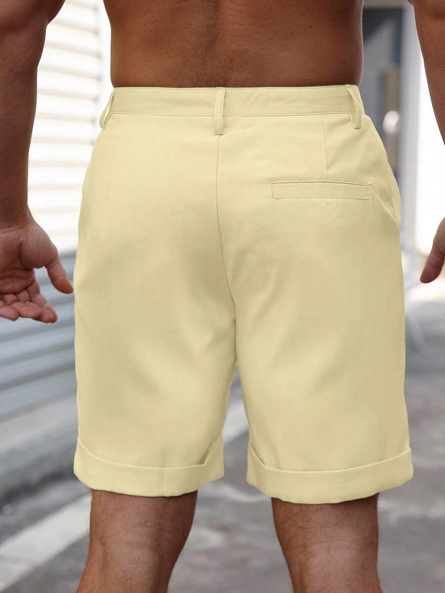 Bermuda coupe droite avec braguette boutonnée – Vêtements décontractés pour homme