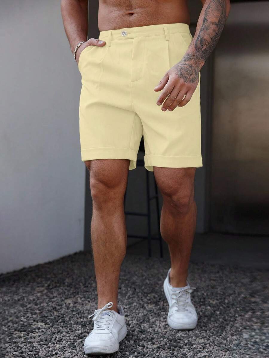 Bermuda coupe droite avec braguette boutonnée – Vêtements décontractés pour homme