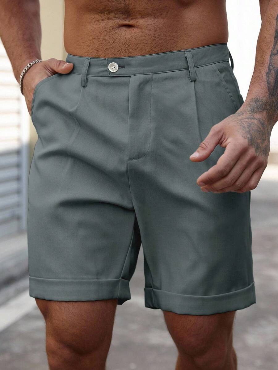 Bermuda coupe droite avec braguette boutonnée – Vêtements décontractés pour homme