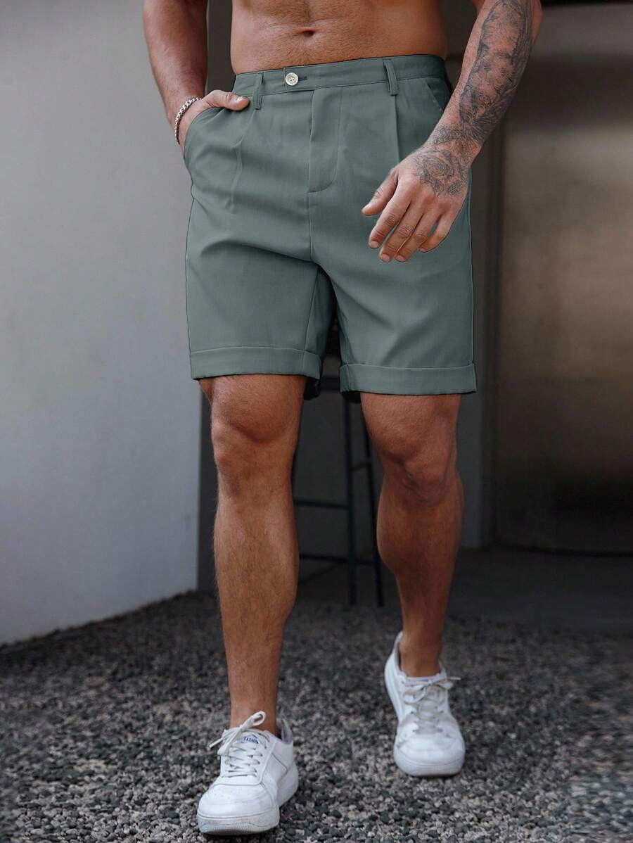 Bermuda coupe droite avec braguette boutonnée – Vêtements décontractés pour homme