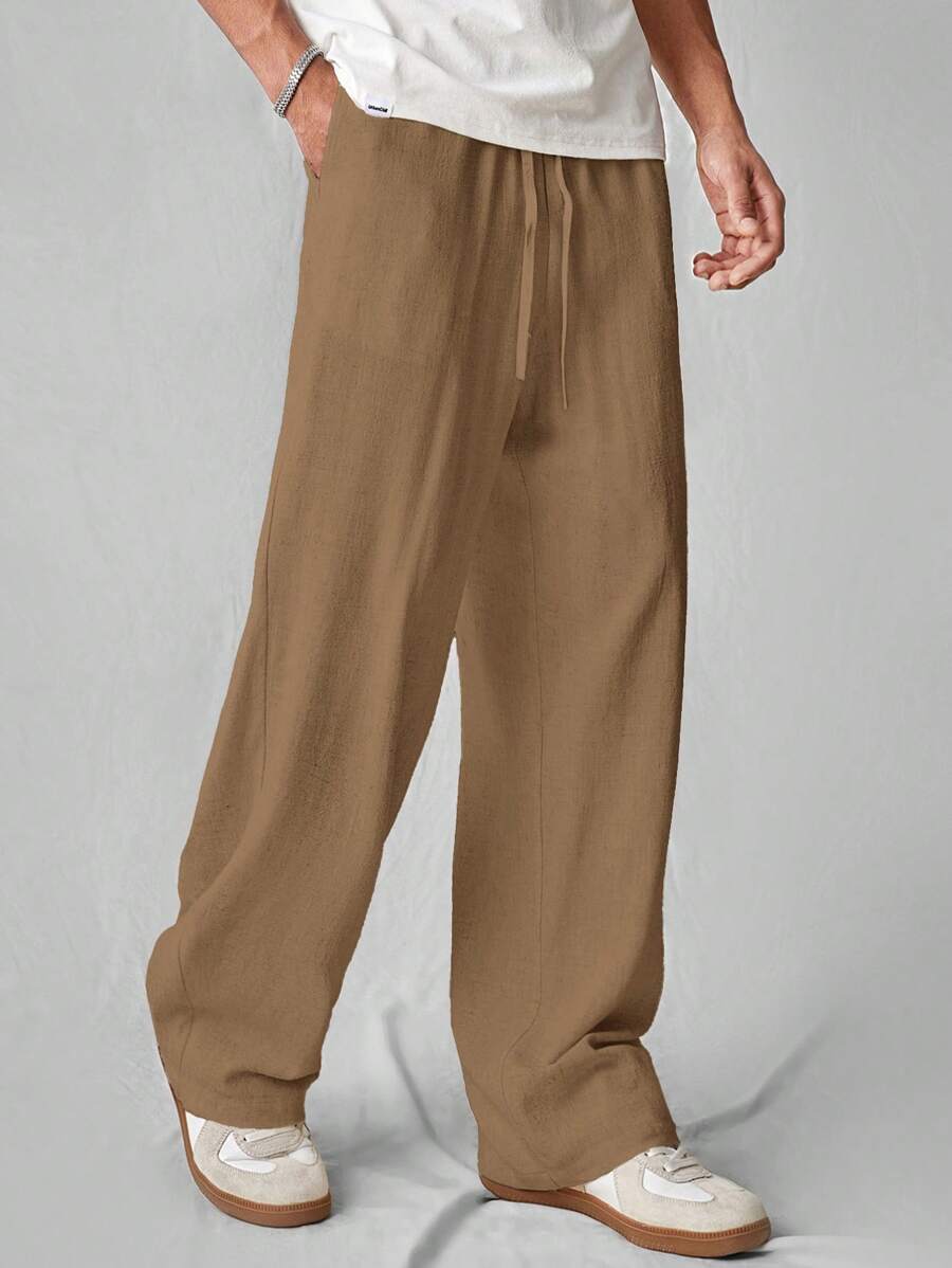 Pantalon de lin avec cordon de serrage pour homme – Tenue décontractée au quotidien