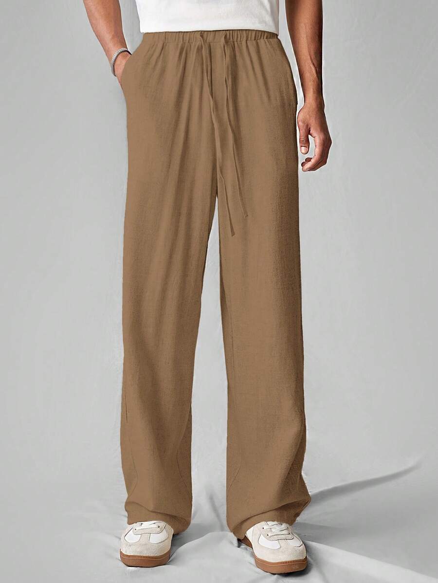 Pantalon de lin avec cordon de serrage pour homme – Tenue décontractée au quotidien