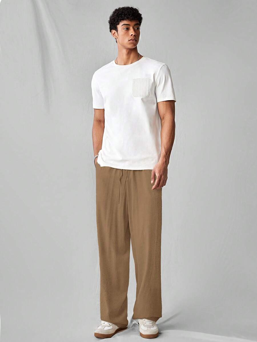 Pantalon de lin avec cordon de serrage pour homme – Tenue décontractée au quotidien
