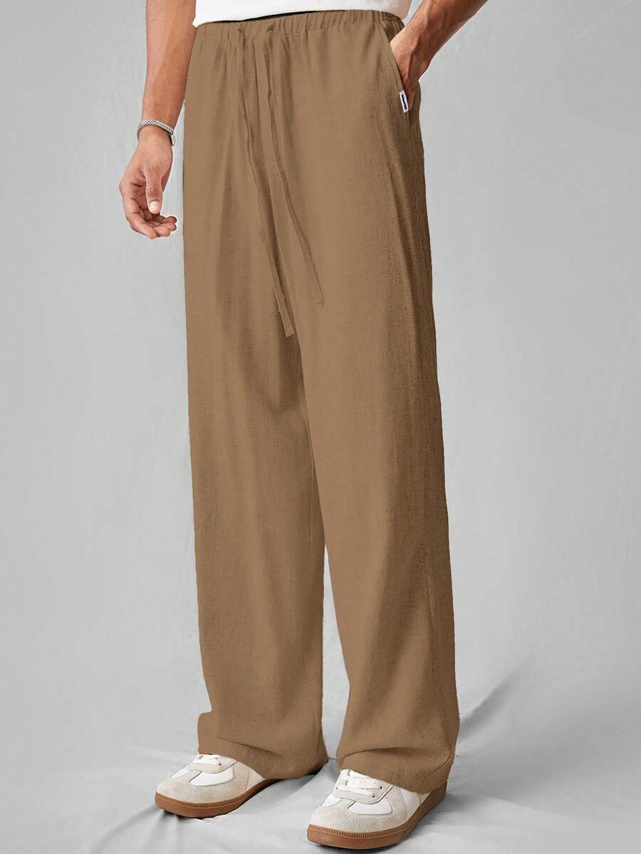 Pantalon de lin avec cordon de serrage pour homme – Tenue décontractée au quotidien