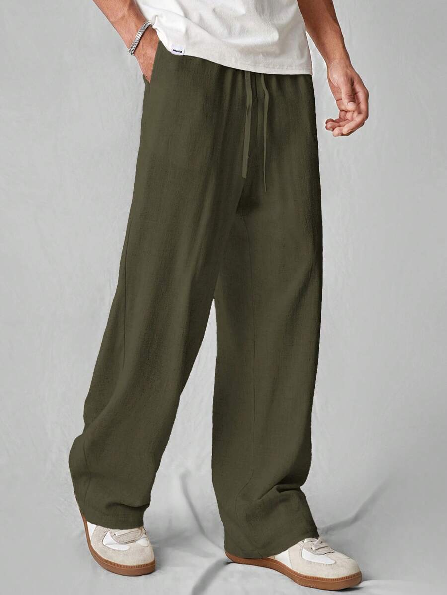 Pantalon de lin avec cordon de serrage pour homme – Tenue décontractée au quotidien