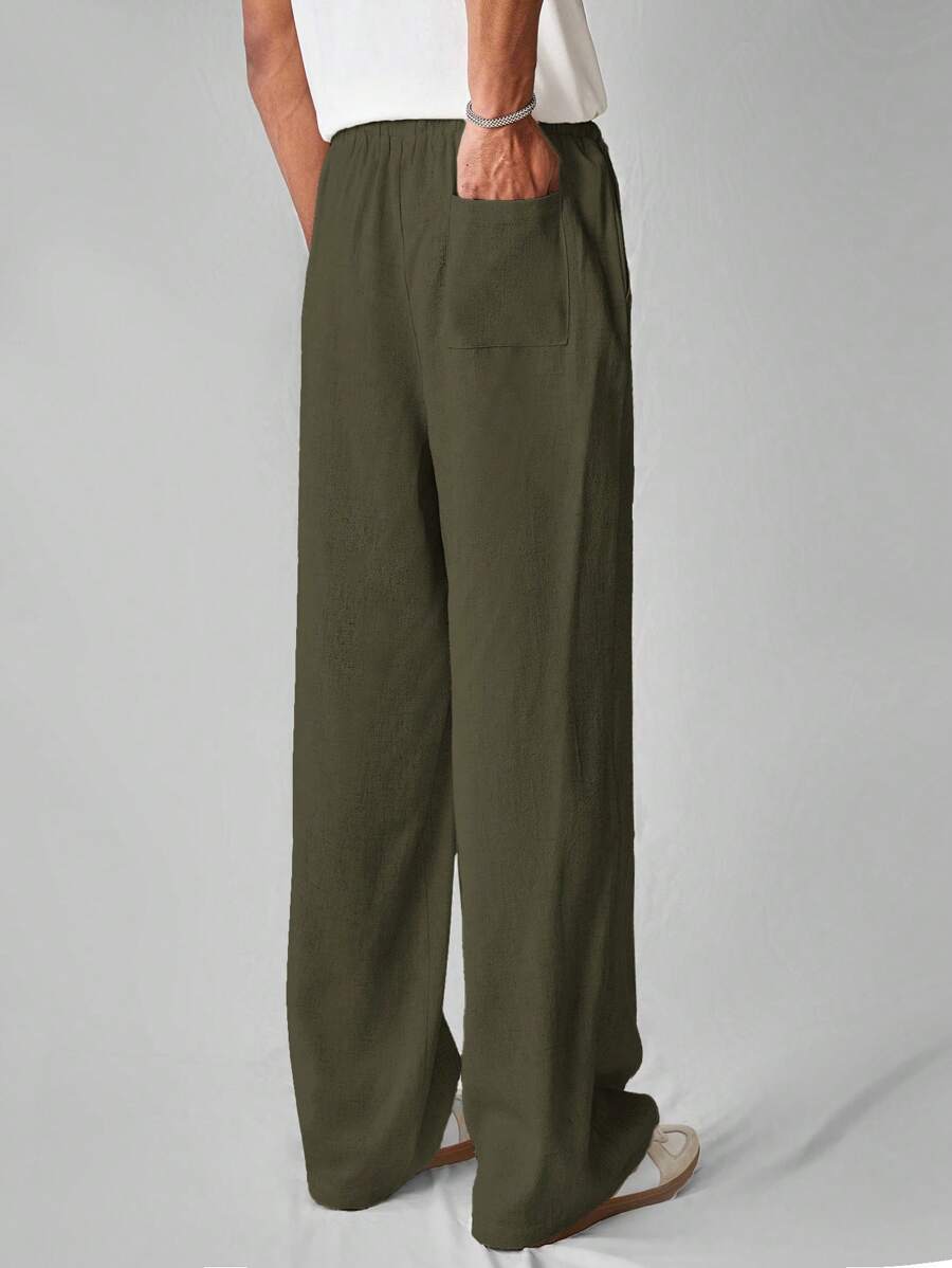 Pantalon de lin avec cordon de serrage pour homme – Tenue décontractée au quotidien