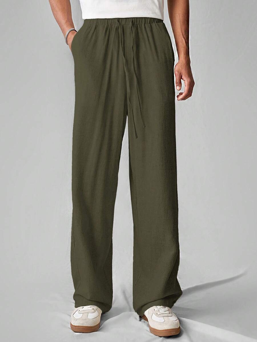 Pantalon de lin avec cordon de serrage pour homme – Tenue décontractée au quotidien