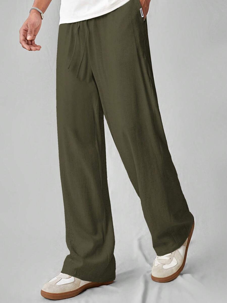 Pantalon de lin avec cordon de serrage pour homme – Tenue décontractée au quotidien