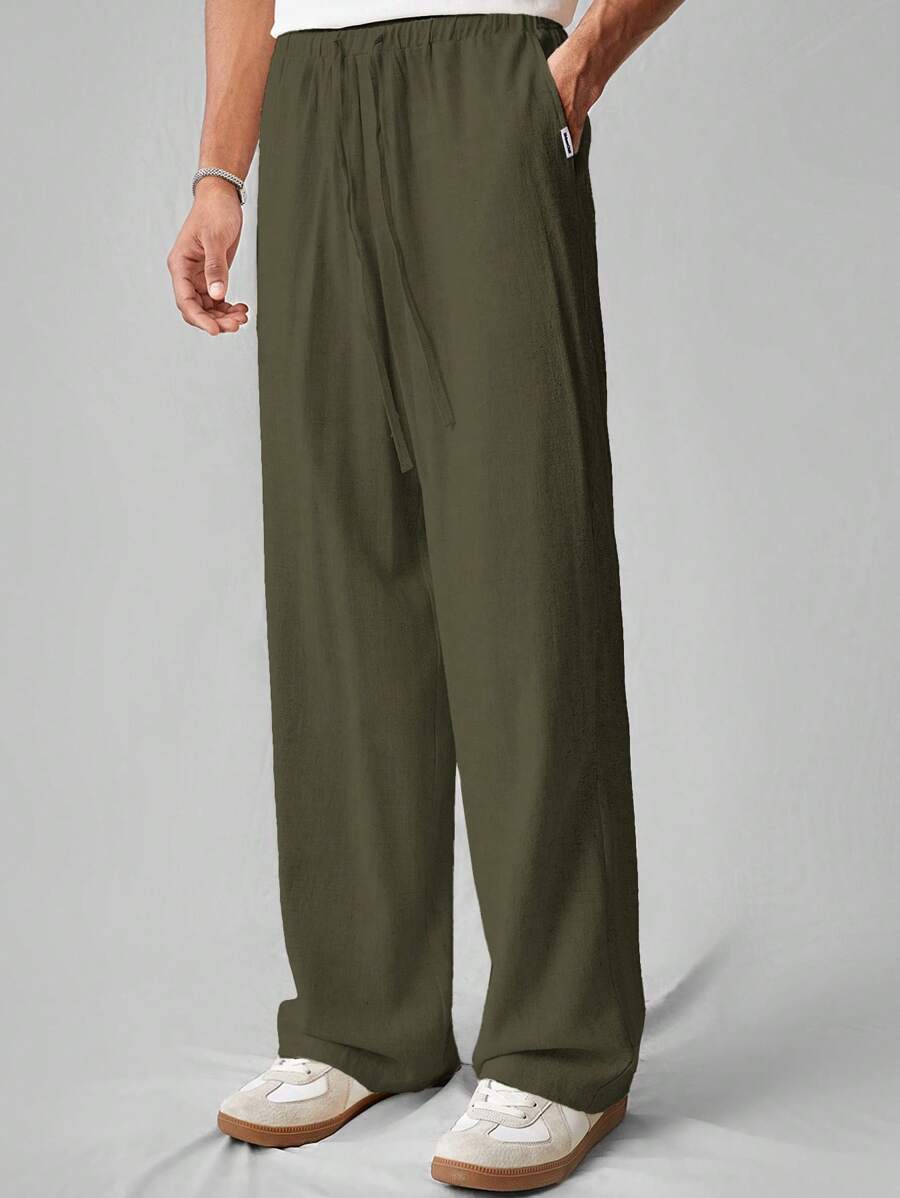 Pantalon de lin avec cordon de serrage pour homme – Tenue décontractée au quotidien