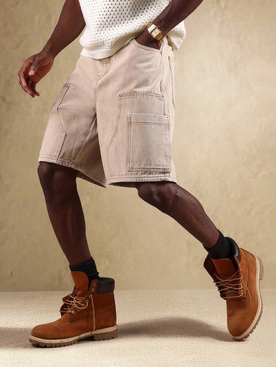 Bermuda en denim style charpentier – Coupe ample pour homme