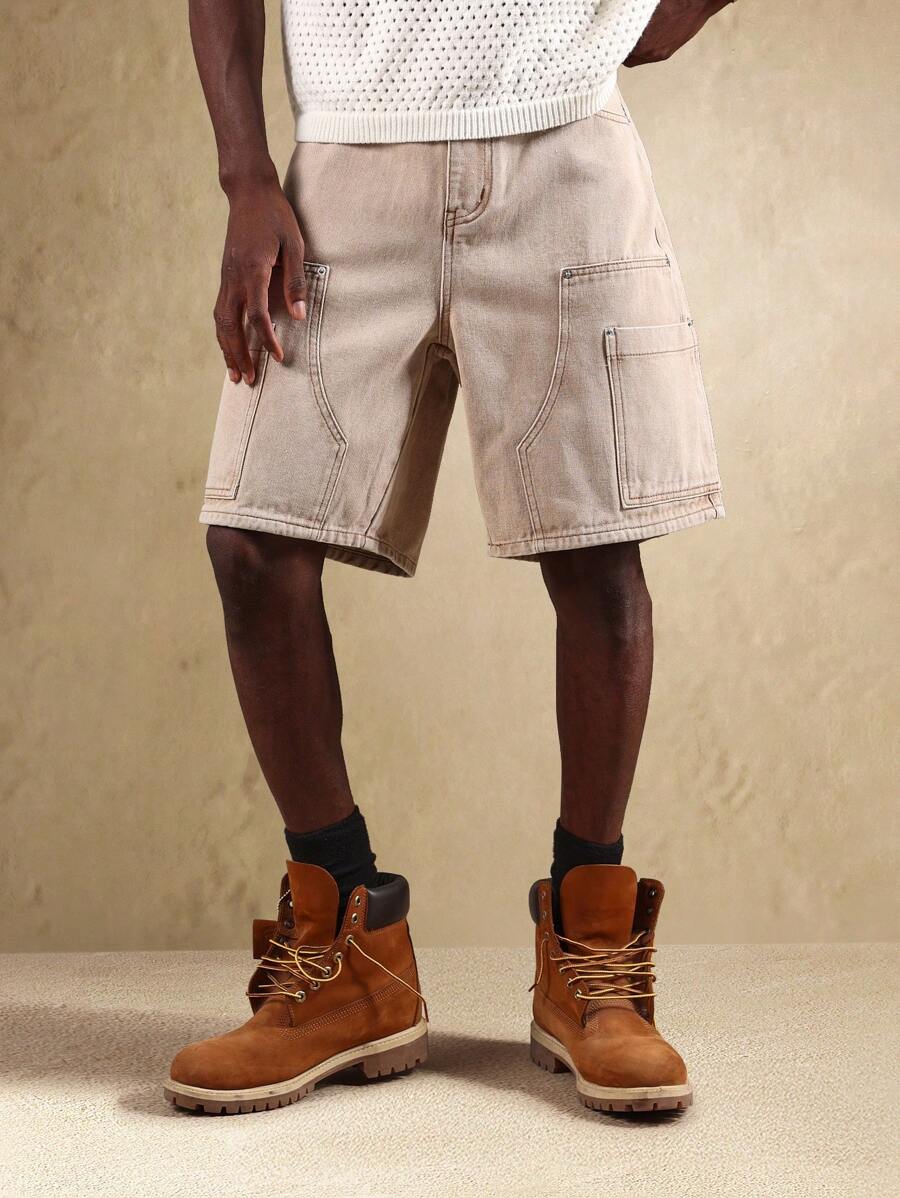 Bermuda en denim style charpentier – Coupe ample pour homme