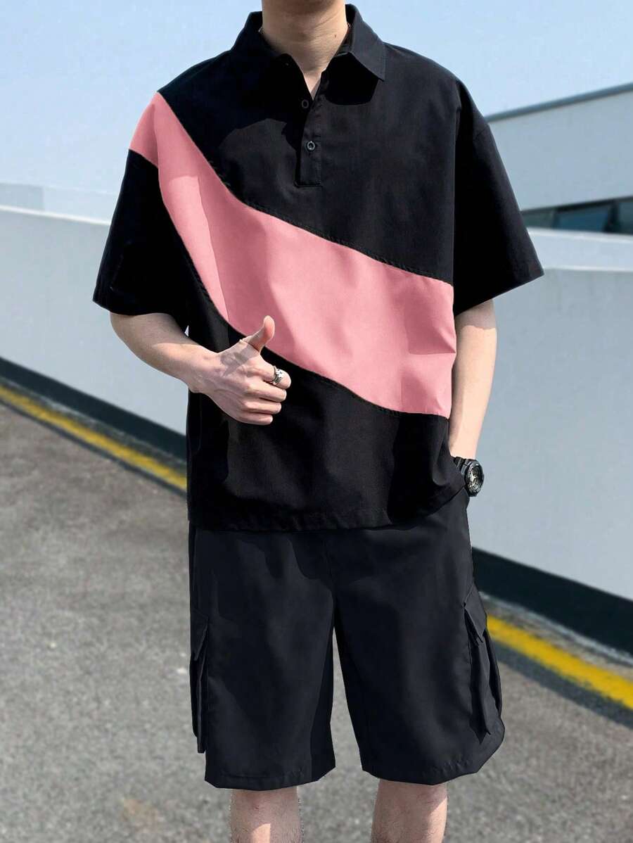 Deux ensemble utilitaire urbain chemise streetwear et short cargo