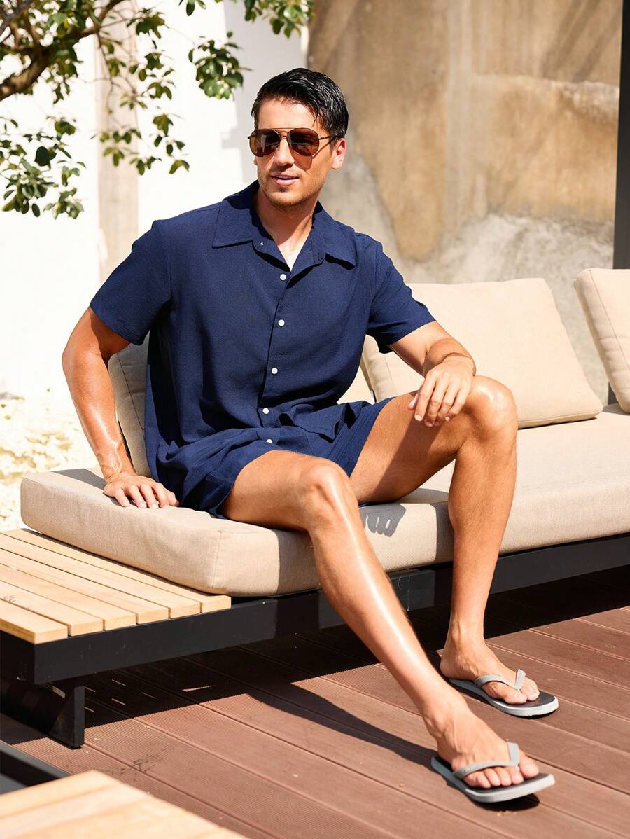 Décontracté et respirant deux ensembles pour homme, chemise et short