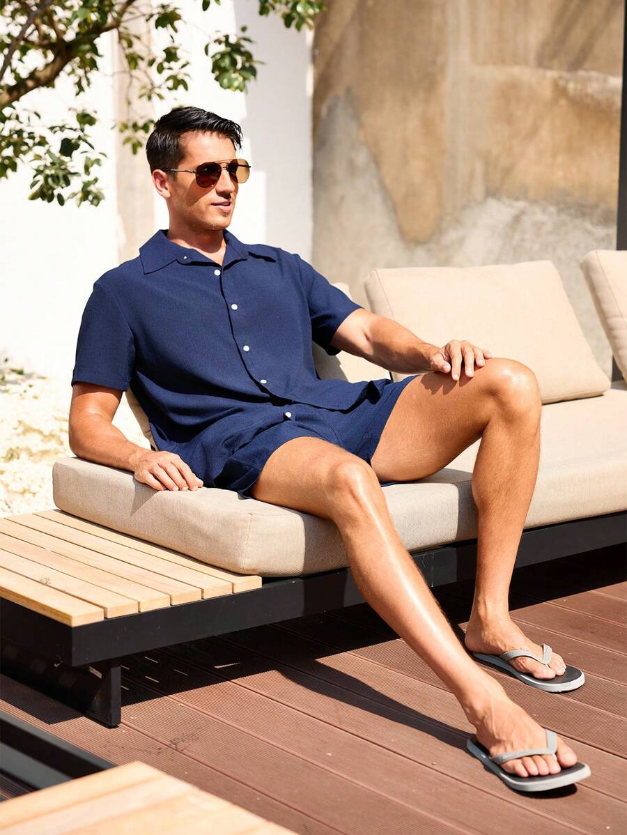 Décontracté et respirant deux ensembles pour homme, chemise et short