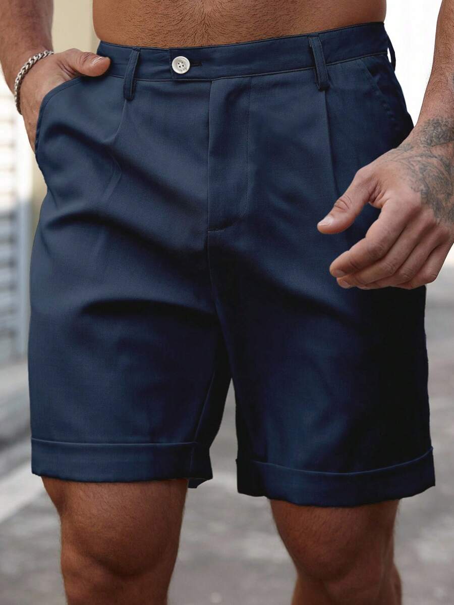 Bermuda coupe droite avec braguette boutonnée – Vêtements décontractés pour homme