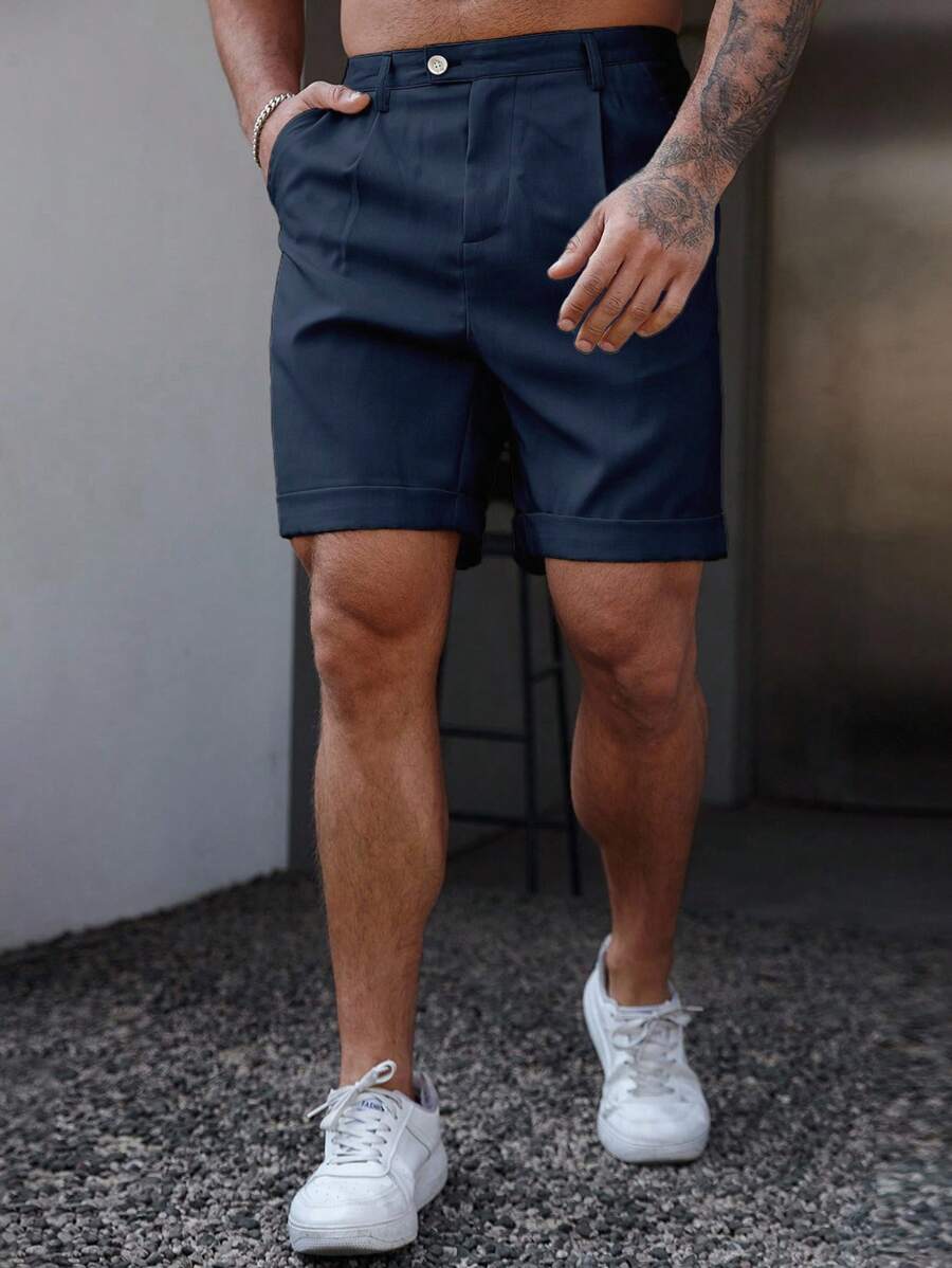 Bermuda coupe droite avec braguette boutonnée – Vêtements décontractés pour homme