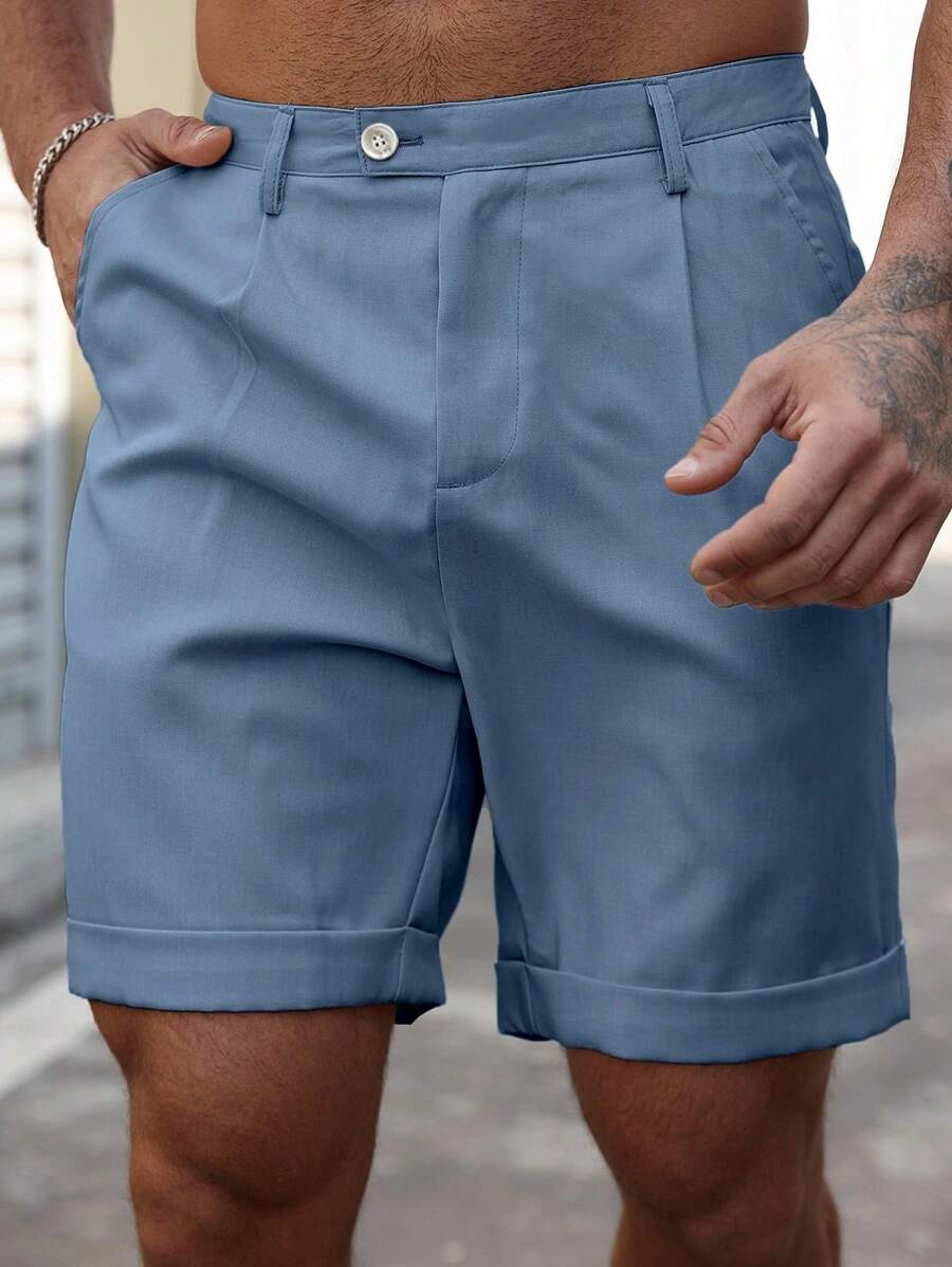 Bermuda coupe droite avec braguette boutonnée – Vêtements décontractés pour homme
