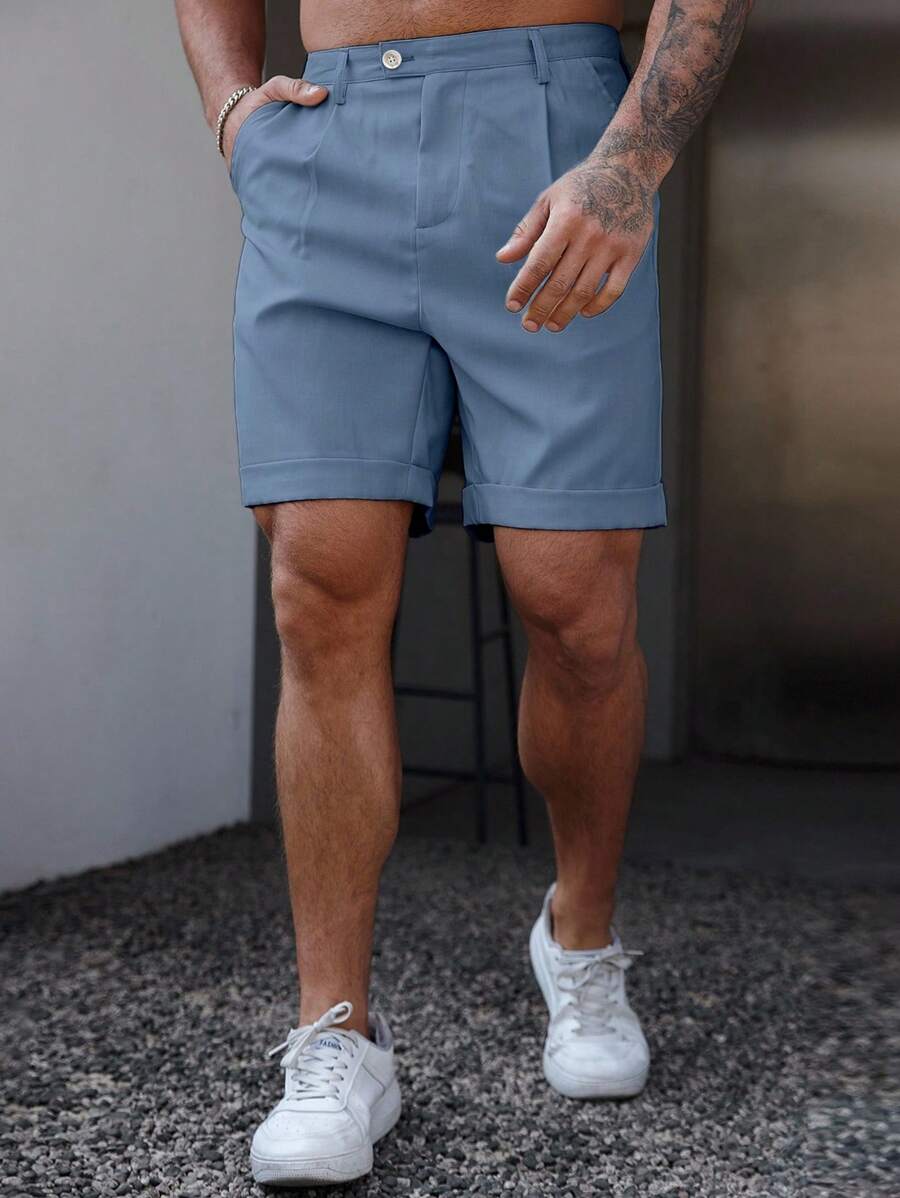 Bermuda coupe droite avec braguette boutonnée – Vêtements décontractés pour homme
