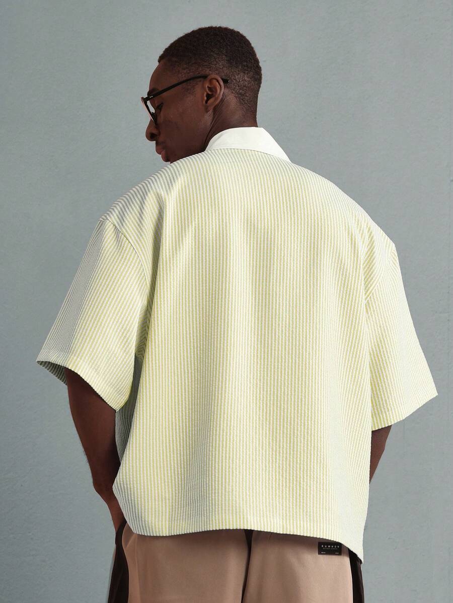 Chemises surdimensionnées polo rayée décontractée et oversize, zip à mi-hauteur