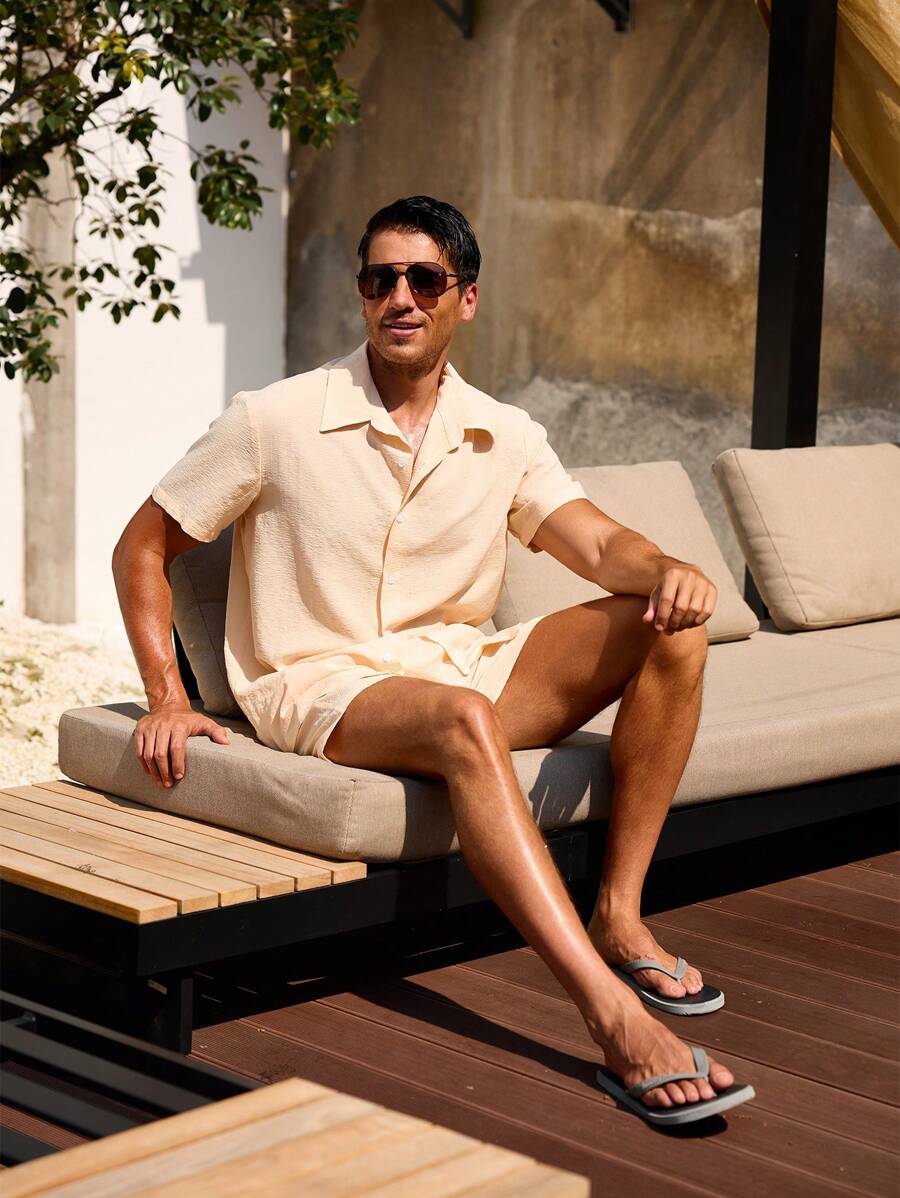 Décontracté et respirant deux ensembles pour homme, chemise et short