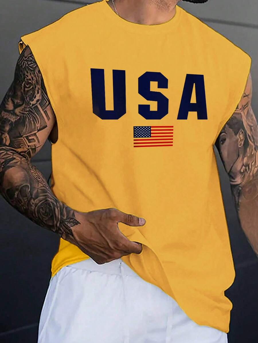 Chemise sans manches à col rond de couleur unie pour homme
