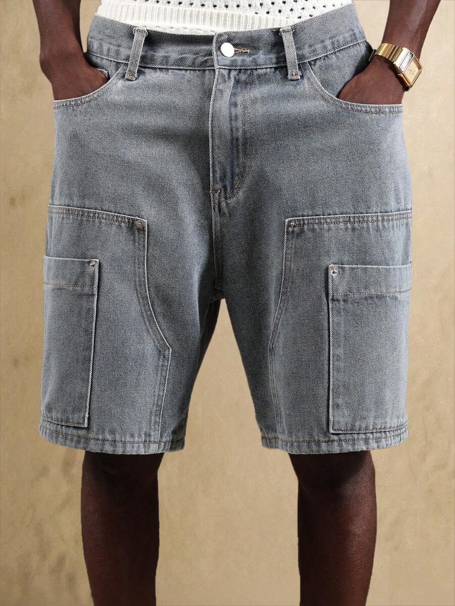 Bermuda en denim style charpentier – Coupe ample pour homme