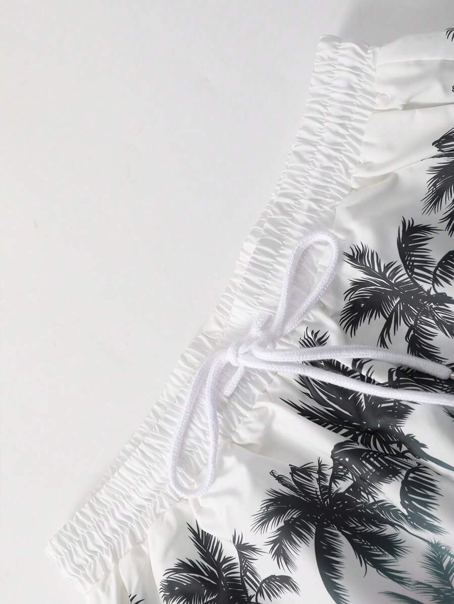 Chemise et short imprimé palmiers deux ensembles pour vacances tropicales