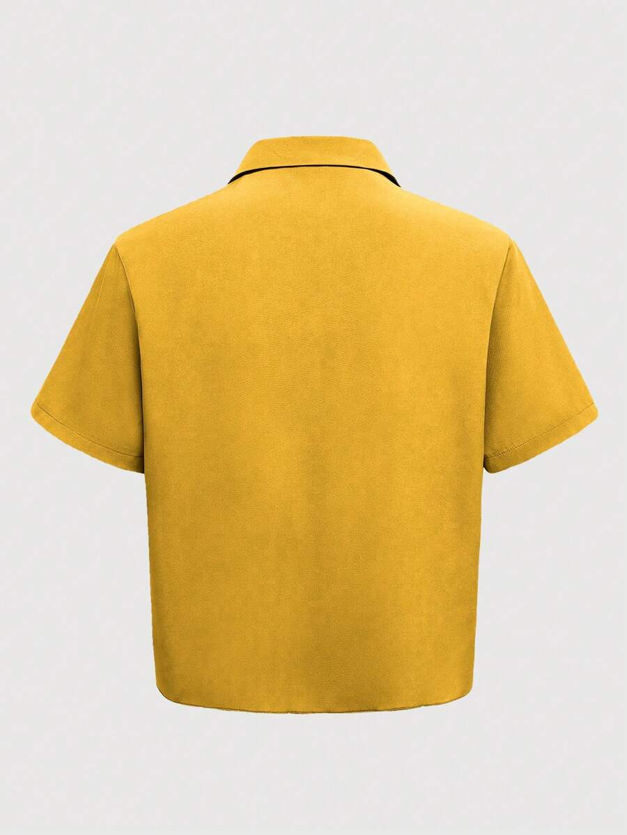 Chemise jacquard ample à manches courtes pour homme - Décontracté et urbain