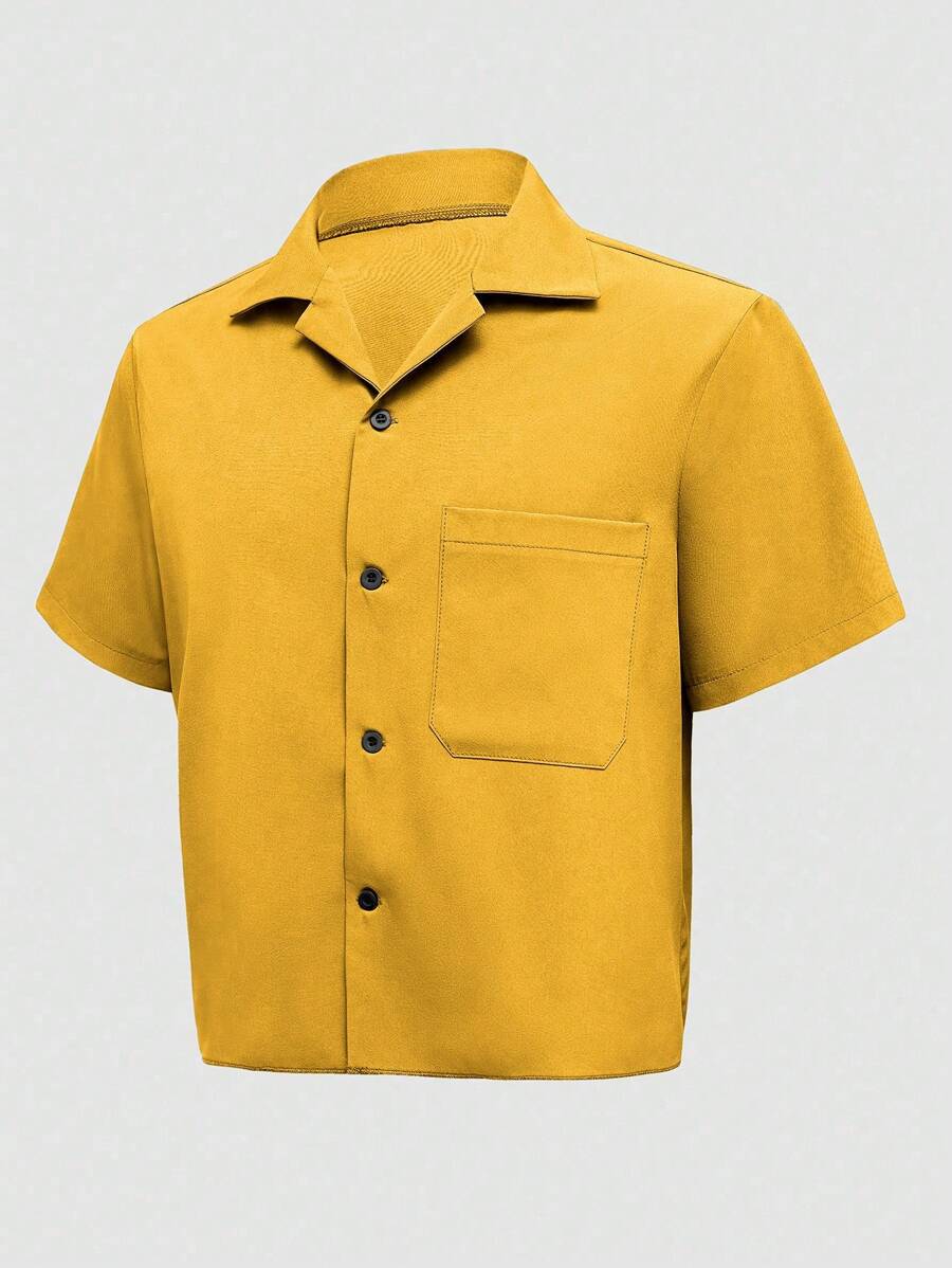 Chemise jacquard ample à manches courtes pour homme - Décontracté et urbain