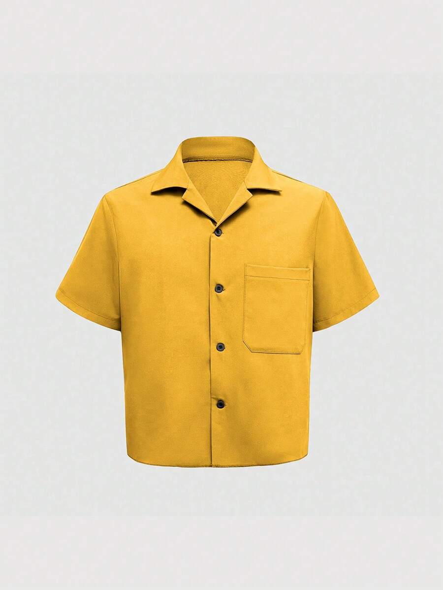 Chemise jacquard ample à manches courtes pour homme - Décontracté et urbain