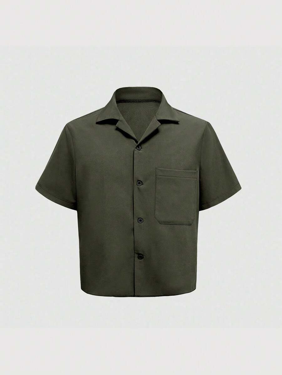 Chemise jacquard ample à manches courtes pour homme - Décontracté et urbain